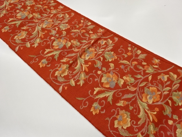 JAPANESE NAGOYA OBI / WOVEN FLOWER ARABESQUE